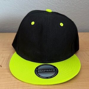 Black and Neon Yellow Snapback Hat